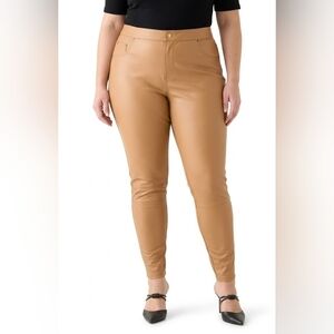 HUE Camel Faux Leather Pants